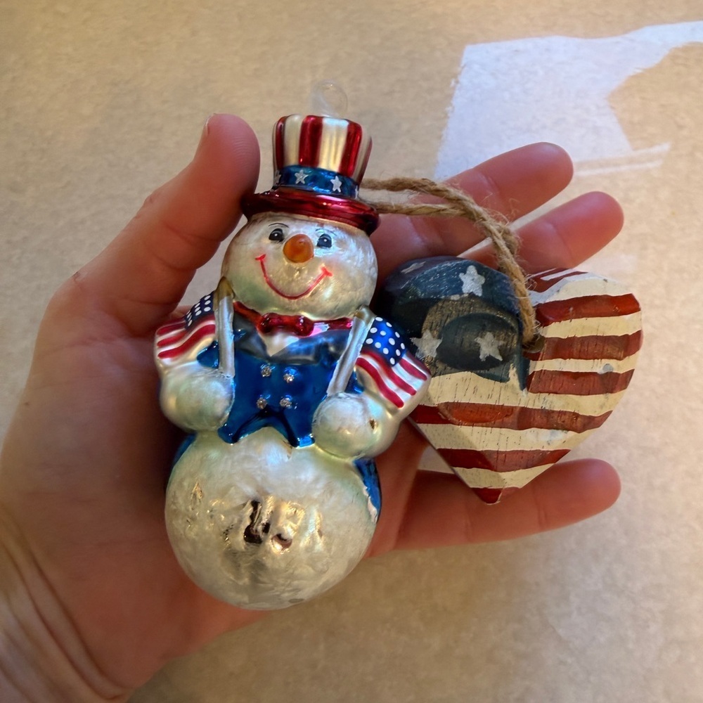 Festive Snowman and Heart Ornament Set